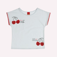 Blusa Infantil Menina Cerejas Kyly-Branco-8