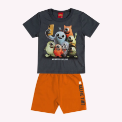 Conjunto Infantil Menino Monstrinhos Kyly-Cinza-3